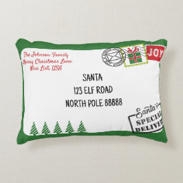 Personaliseer Groene Kerstman Letter Kerstmis Accent Kussen