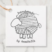 Personaliseer 'Handmade By' Yarn Sheep Gift Label (Voorkant)