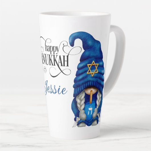 Personaliseer Hanukkah Gnomes Latte Mok (Rechterhoek)