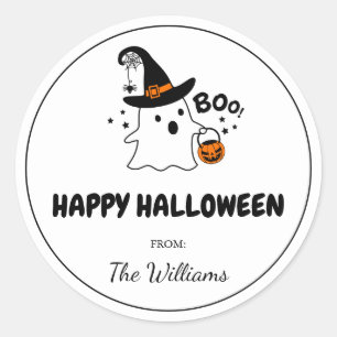 Personaliseer Happy Halloween-label Ronde Sticker