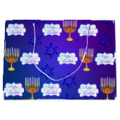 Personaliseer HAPPY HANUKKAH Menorah Gift Bag Groot Cadeauzakje (Voorkant)