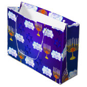 Personaliseer HAPPY HANUKKAH Menorah Gift Bag Groot Cadeauzakje (Voorkant Gekanteld)