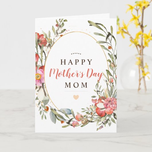 Personaliseer Happy Moederdag Floral Kaart (Gele Bloem)