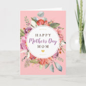 Personaliseer Happy Moederdag Floral Kaart (Voorkant)