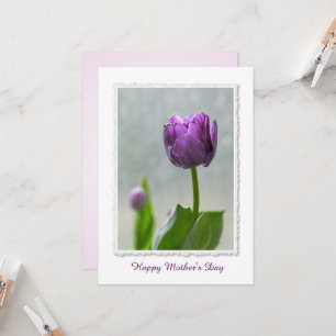 Personaliseer: "Happy Moederdag" Paarse tulpen Kaart