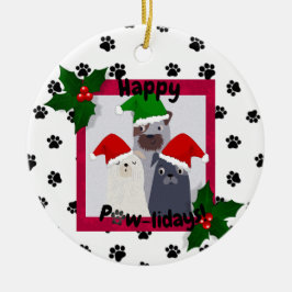 Personaliseer Happy Pawholidays Ornament Hondenlie
