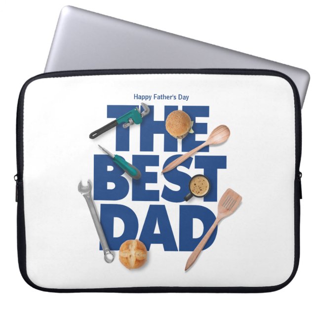 Personaliseer Happy Vaderdag | De beste vader Laptop Sleeve (Voorkant)