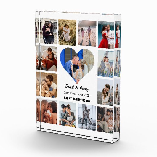 Personaliseer Heart Photo Collage Jubileum Gift Fotoblokken (Rechts)