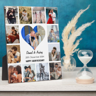 Personaliseer Heart Photo Collage Jubileum Gift Fotoplaat
