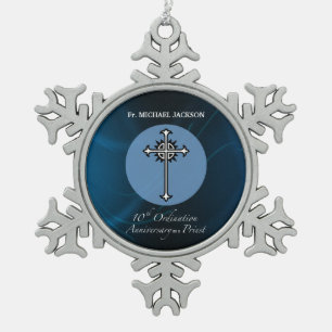Personaliseer, het 10de Jubileum van de Ordening Tin Sneeuwvlok Ornament