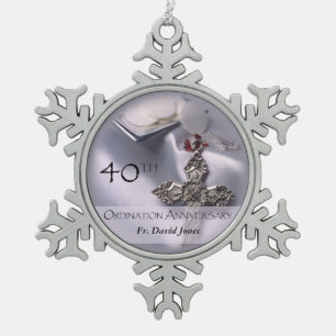 Personaliseer, het 40ste Jubileum Congrats van de Tin Sneeuwvlok Ornament