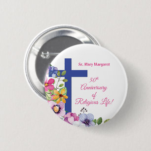 Personaliseer het 50e Jubileum Nun Religieuze Leve Ronde Button 5,7 Cm