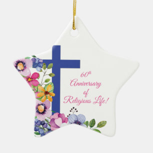 Personaliseer het 60ste Jubileum Nun Religious Lif Keramisch Ornament