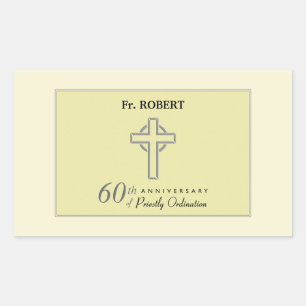 Personaliseer het 60ste Jubileum Priest in reliëfd Rechthoekige Sticker