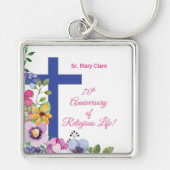 Personaliseer het 70e Jubileum Nun Religieuze Leve Sleutelhanger (Voorkant)