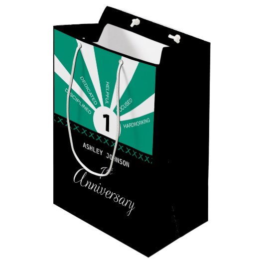 Personaliseer, het Jubileum van de werknemer van h Medium Cadeauzakje (Voorkant Gekanteld)