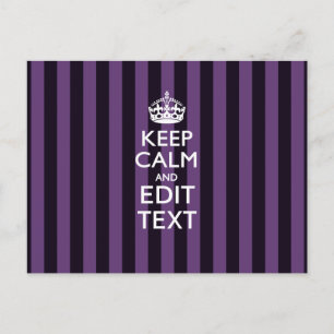 Personaliseer het Keep Calm Jouw tekst Paarse Stri Briefkaart