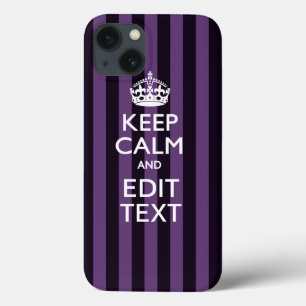 Personaliseer het Keep Calm Jouw tekst Paarse Stri iPhone 13 Hoesje