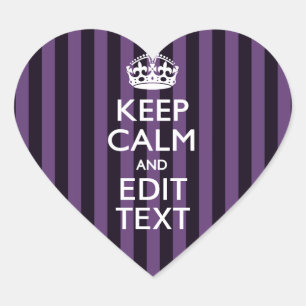Personaliseer het Keep Calm Jouw tekst Paarse Stri Hart Sticker