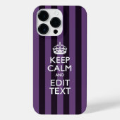 Personaliseer het Keep Calm Jouw tekst Paarse Stri iPhone Hoesje (Achterkant)