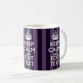 Personaliseer het Keep Calm Jouw tekst Paarse Stri Koffiemok (Voorkant rechts)