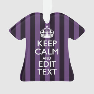 Personaliseer het Keep Calm Jouw tekst Paarse Stri Ornament