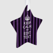 Personaliseer het Keep Calm Jouw tekst Paarse Stri Ornament (voorkant)