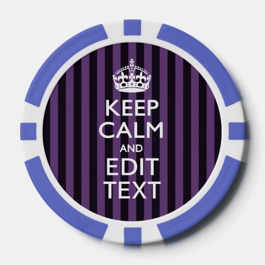 Personaliseer het Keep Calm Jouw tekst Paarse Stri Poker Chips (Voorkant)