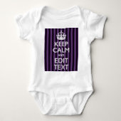 Personaliseer het Keep Calm Jouw tekst Paarse Stri Romper (Voorkant)