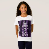 Personaliseer het Keep Calm Jouw tekst Paarse Stri T-shirt (Voorkant volledig)