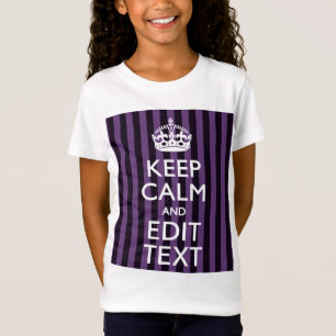 Personaliseer het Keep Calm Jouw tekst Paarse Stri T-shirt