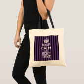Personaliseer het Keep Calm Jouw tekst Paarse Stri Tote Bag (Voorkant (product))