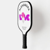 Personaliseer het liefdesbrood met het Paarse hart Pickleball Paddle (Links)