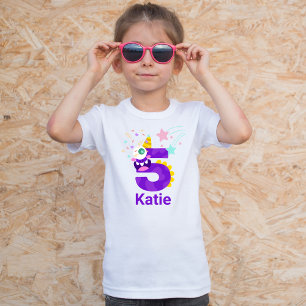 Personaliseer het! Meisjes monster ogen #5 verjaar T-shirt