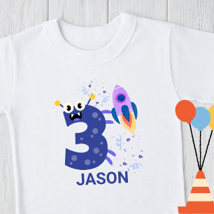 PERSONALISEER HET! Schattig Monster #3 Verjaardag Kinder Shirts