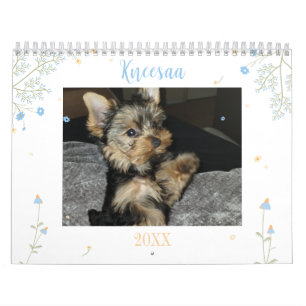 Personaliseer het! Witte Bloemen Pet Foto Kalender
