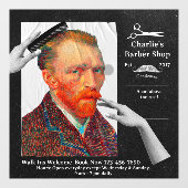 Personaliseer Hipster Vincent van Gogh Kapper Shop Raamsticker (Vel)