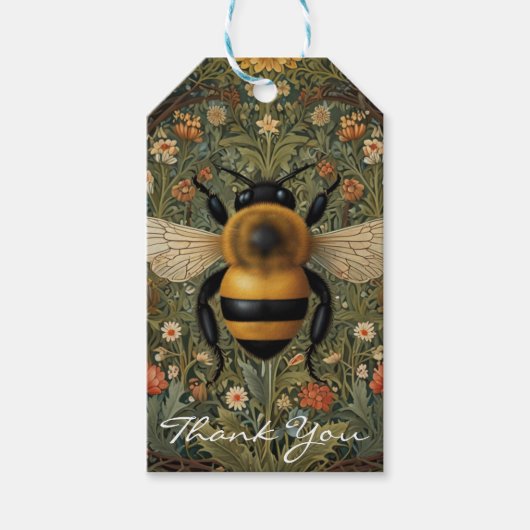 Personaliseer  hommel botanische bloemen cadeaulabel (Voorkant)