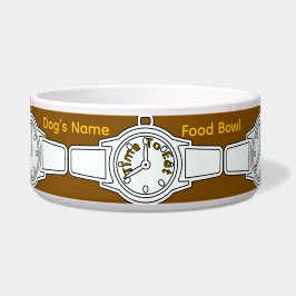 Personaliseer hondennaam Tijd om te eten Bruin voe Voerbakje