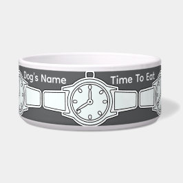 Personaliseer hondennaam Tijd om te eten Grijs Voerbakje