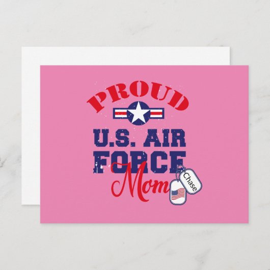Personaliseer hondenpenning U.S. Air Force Moeder Briefkaart (Voorkant / Achterkant)