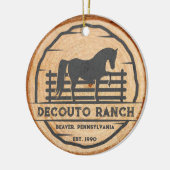 Personaliseer Horse Ranch  Rustieke Kerstmis Keramisch Ornament (Links)