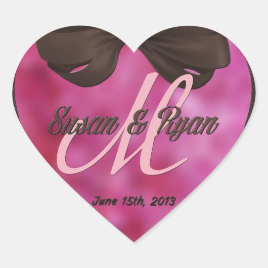 Personaliseer huwelijksstickers - hart sticker (Voorkant)