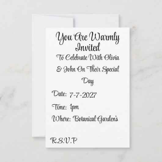 Personaliseer huwelijksuitnodiging Elegant Custom Kaart (Achterkant)