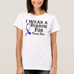 Personaliseer ik een roze en blauwe lint Draag T-shirt