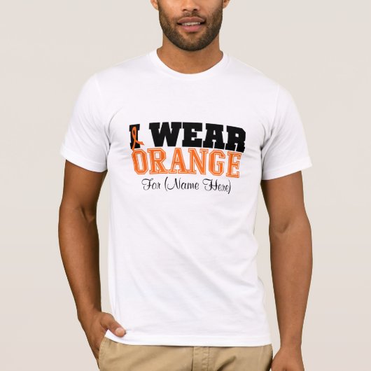 Personaliseer ik het Oranje lint-leukemie Draag T-shirt (Voorkant)