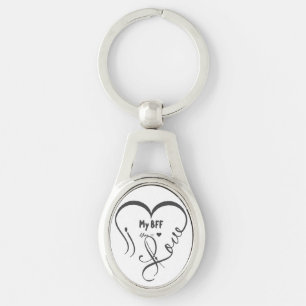 Personaliseer Ik hou van mijn BFF • Jij = ♥ Sleutelhanger