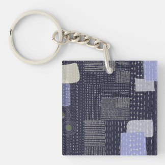 Personaliseer Japanse sashiko die lijkt op een pat Sleutelhanger