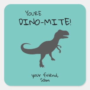 Personaliseer je dino-mite Dinosaur Square Stic Vierkante Sticker
