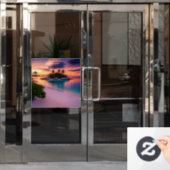 Personaliseer je eigen Zee strand op zonsondergang Raamsticker (Kantoordeur)